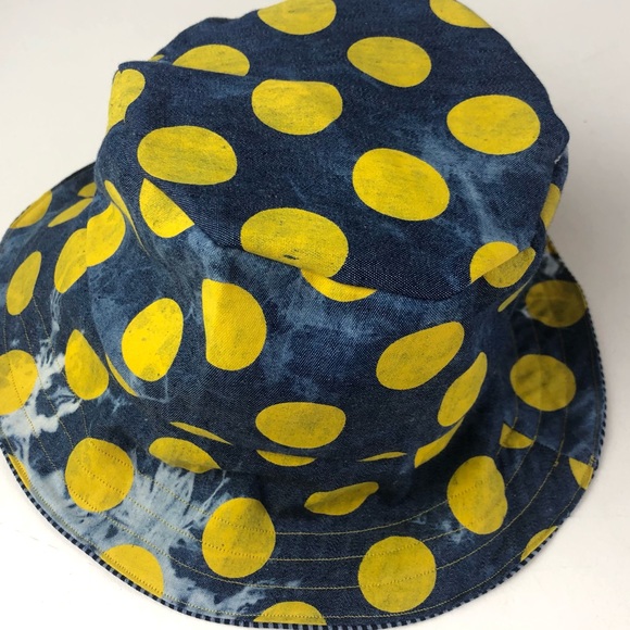 Lemon Drop Polka Dot Tie Dye Reversible Denim Hat - Picture 4 of 10